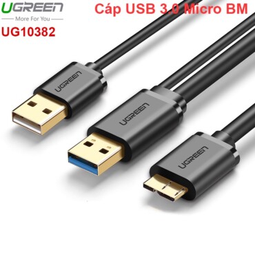 Cáp USB 3.0 to Micro B chữ Y 1M cấp thêm nguồn Ugreen 10382