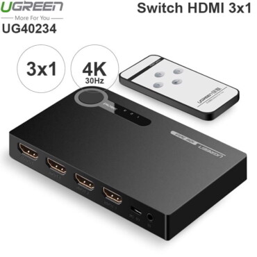 Switch HDMI 3x1 4K 30Hz Ugreen 40234 có điều khiển từ xa - Phụ Kiện Điện Tử Việt Nam
