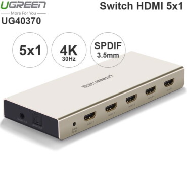 Switch 5x1 HDMI 4K 30Hz Audio SPDIF 3.5mm output Ugreen 40370 - Phụ Kiện Điện Tử Việt Nam