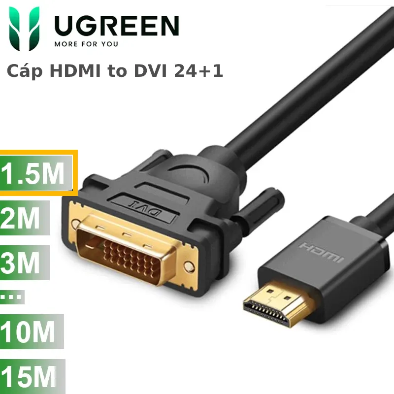 Cáp HDMI to DVI24+1 Ugreen full HD 1080P dài 1.5m
