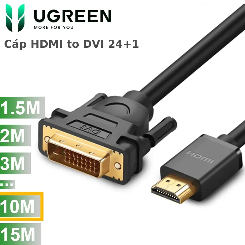 Cáp HDMI to DVI24+1 Ugreen full HD 1080P dài 10m