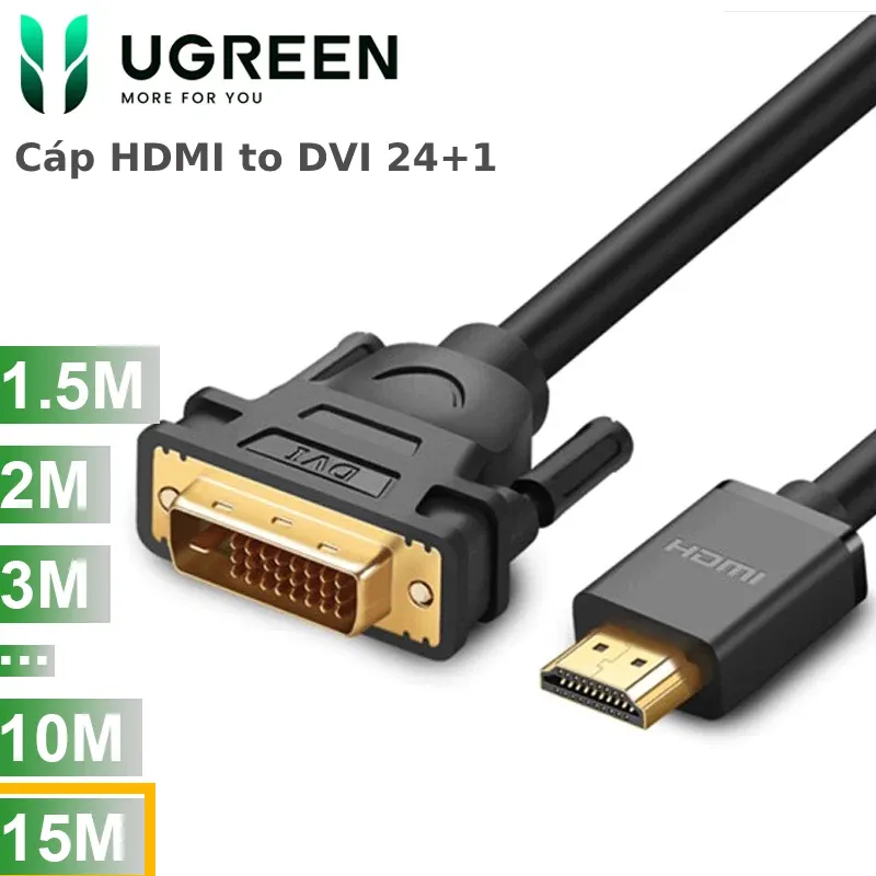 Cáp HDMI to DVI24+1 Ugreen full HD 1080P dài 15m