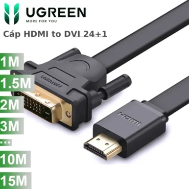 Cáp HDMI to DVI 24+1 mỏng dẹt Ugreen full HD 1080P dài 1m đến 15m