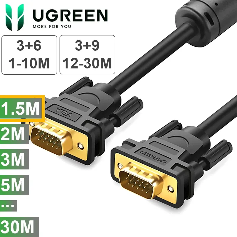 Cáp VGA Ugreen 3+9C cho màn hình, máy chiếu dài 1.5m