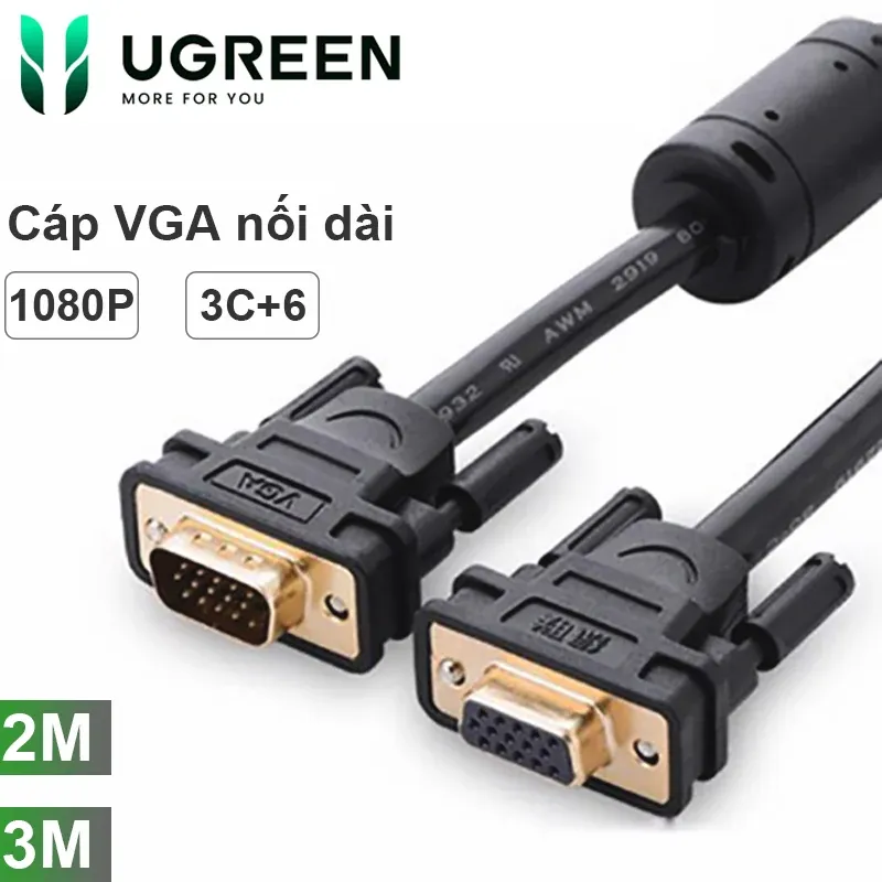 Cáp VGA nối dài Ugreen 3+6C dài 2m-3m