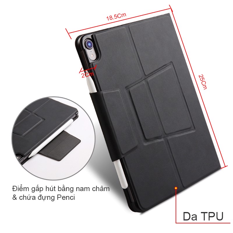 Bàn phím bluetooth kèm bao da bluetooth cho Ipad pro 11 2017 BOW T-1011