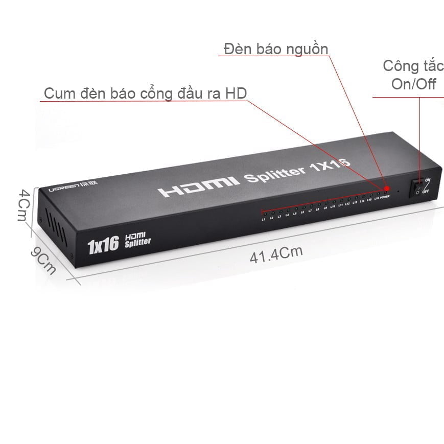 Bộ chia cổng HDMI 1 ra 16 4K full HD1080P 3D Ugreen 40218