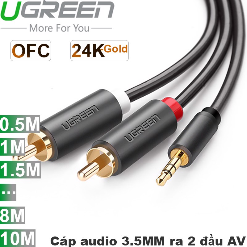 Cáp Audio 3.5mm to 2 RCA - Dây âm thanh 1 đầu 3,5mm ra 2 đầu AV hoa sen 0.5 Mét | 1 Mét | 1,5 Mét | 2 Mét ... 8 Mét | 10 Mét - Phụ Kiện Điện Tử.Com.vn Cáp Audio 3.5mm to 2 RCA - Dây âm thanh 1 đầu 3,5mm ra 2 đầu AV hoa sen 0.5 Mét | 1 Mét | 1,5 Mét | 2 Mét ... 8 Mét | 10 Mét