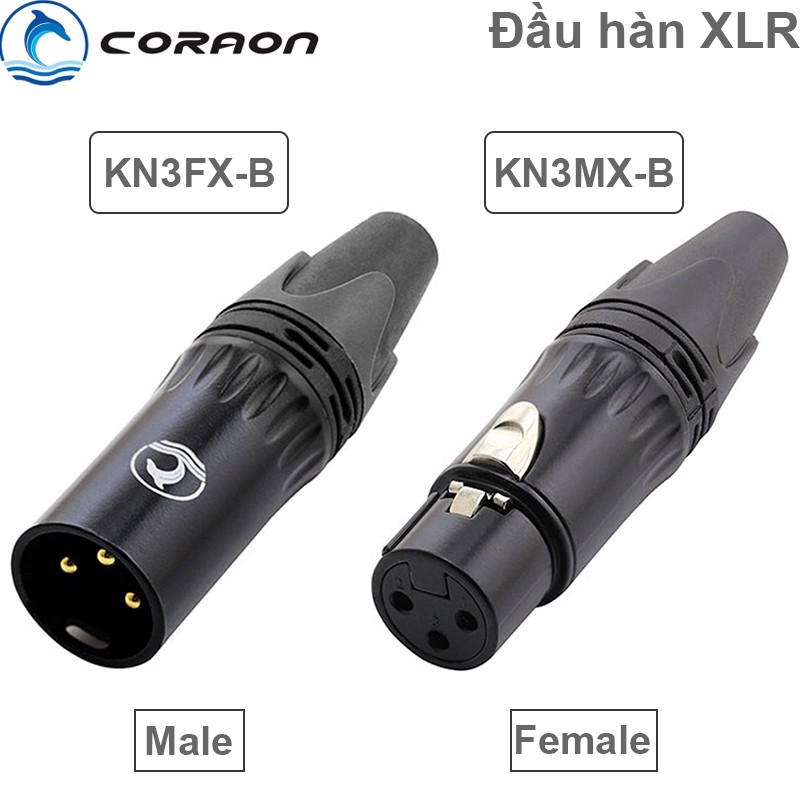 Đầu hàn cổng XLR cannon 3PIN cổng đực male-female Coraon KN3MX-B - KN3FX-B - Phụ Kiện Điện Tử.Com.vn Đầu hàn cổng XLR cannon 3PIN cổng đực male-female Coraon KN3MX-B - KN3FX-B
