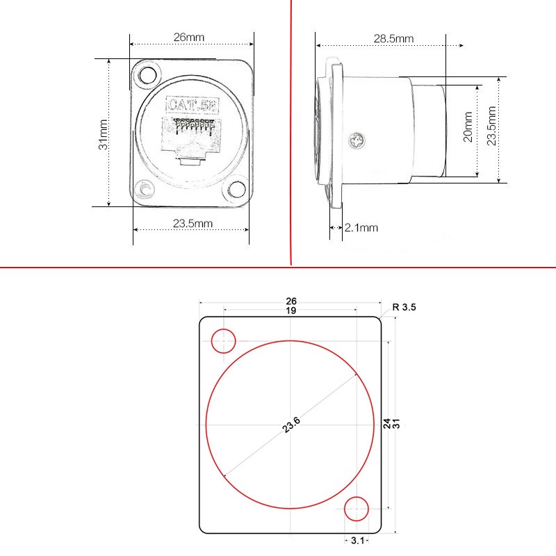 Đầu cắm bấm cáp mạng âm tường âm sàn CAT5 I Nhân mạng RJ45/CAT5E âm tườngCoraon Z-RJ45