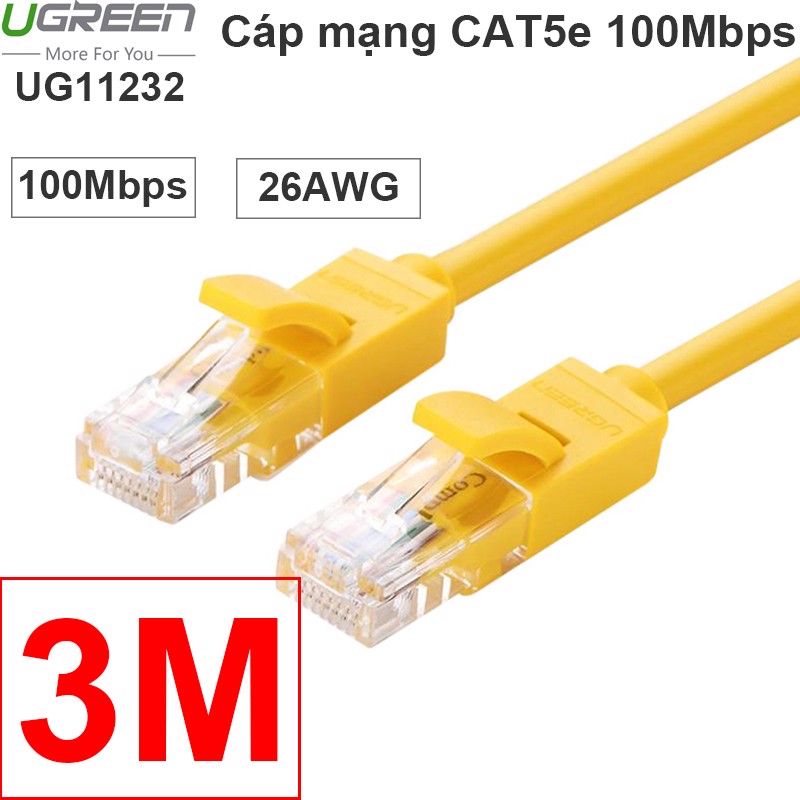 Cáp mạng LAN CAT5E Ugreen 1M | 2M | 3M | 5M tốc độ đạt 1Gbps