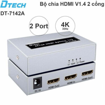 Bộ chia HDMI V1.4 4K30Hz 3D 2 cổng DTECH DT-7142A - Phụ Kiện Điện Tử Việt Nam