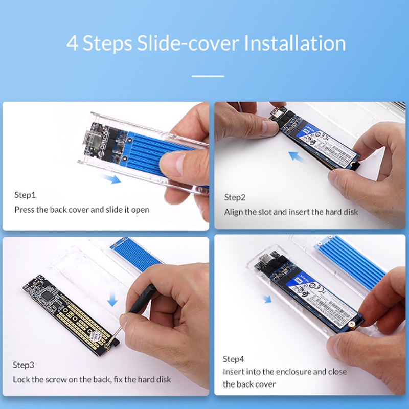 HDD box NVMe M.2 USB 3.1 type-C gen 2 10Gbps Orico TCM2-C3