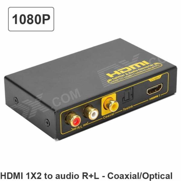 Bộ chia HDMI 1 ra 2 cổng ra audio Toslink + Coaxial R + L Audio - HDMI to HDMI to Audio