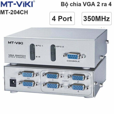Bộ chia màn hình VGA 2 ra 4 350MHz MT-204CH full HD 1920X1440P có điều khiển - Phụ Kiện Điện Tử Việt Nam