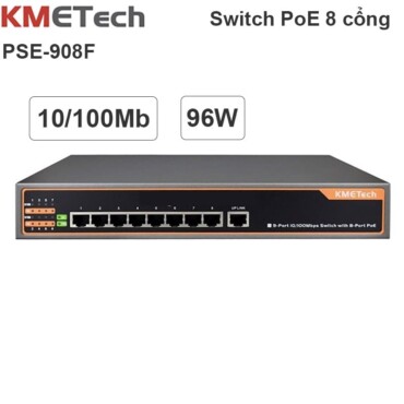 Switch PoE 9 Port 10/100Mbps với 8 Port POE KMETech PSE908F công suất 96W - Phụ Kiện Điện Tử Việt Nam