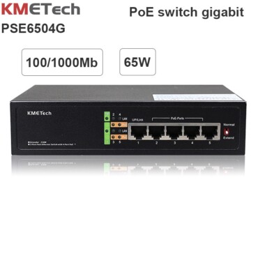 Switch 5 Port với 4 port POE 10/100/1000Mbps KMETech PSE6504G công suất 65W - Phụ Kiện Điện Tử Việt Nam