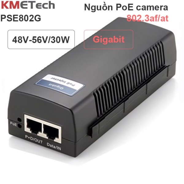 Nguồn POE 48-56V 30W Gigabit KMETech PSE802G Giá Rẻ Cho Camera IP, Wifi...