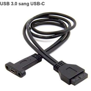 Cáp USB 3.0 20 pin Female ra USB-C Female 40Cm (có đai bắt vít) - Phụ Kiện Điện Tử Việt Nam