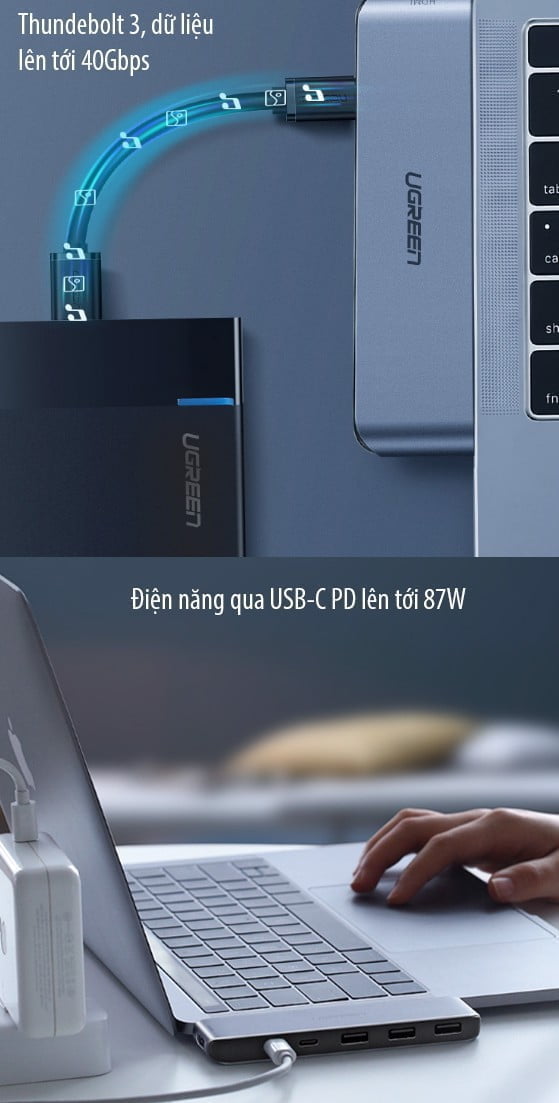USB-C ra HDMI 4K USB 3.0 USB-C PD cho Mac Pro Ugreen 50963