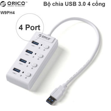 Bộ chia cổng USB 3.0 1 ra 4 có công tắc từng cổng Orico W9PH4