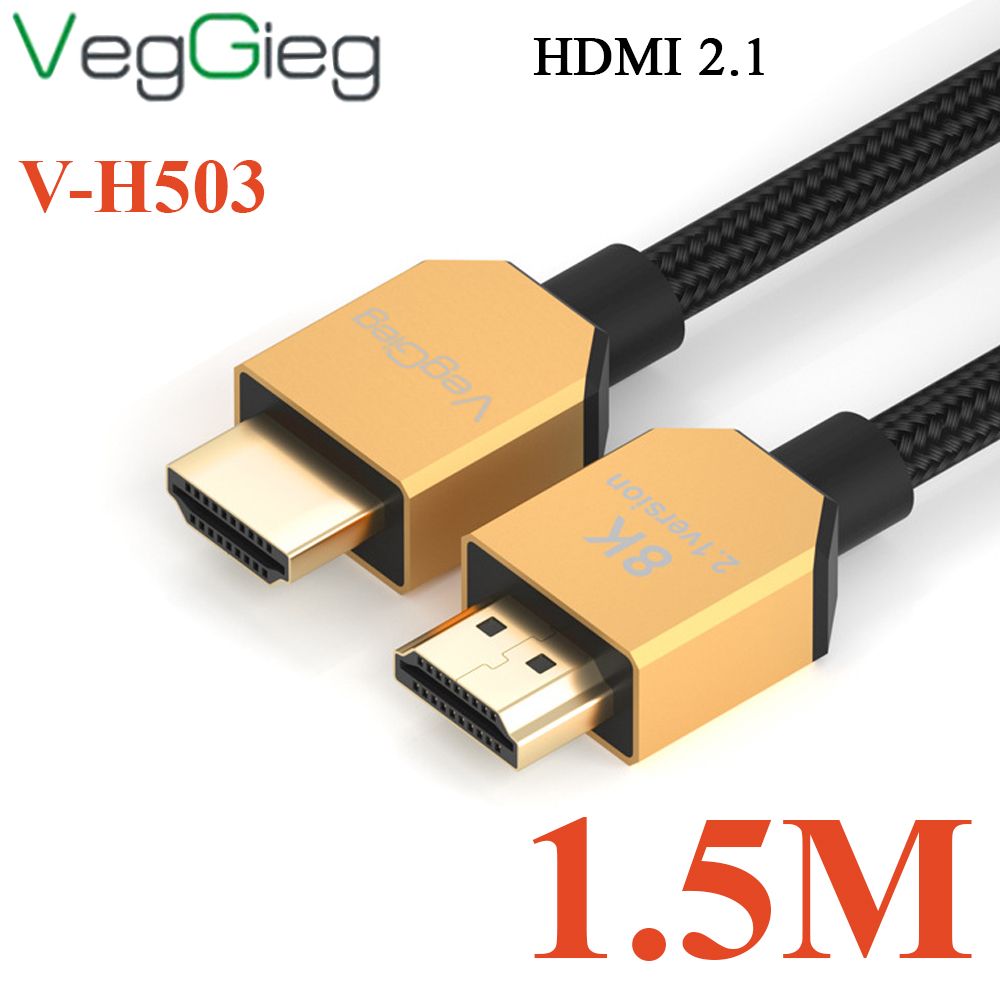 Cáp HDMI V2.1 cao cấp chuẩn 8K@60Hz  HDR VegGieg 1.5M, 2M, 3M, 5M
