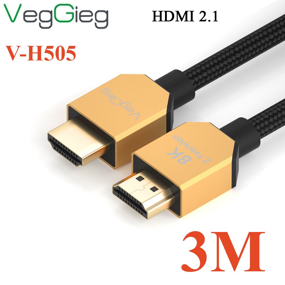 Cáp HDMI V2.1 cao cấp chuẩn 8K@60Hz  HDR VegGieg 1.5M, 2M, 3M, 5M