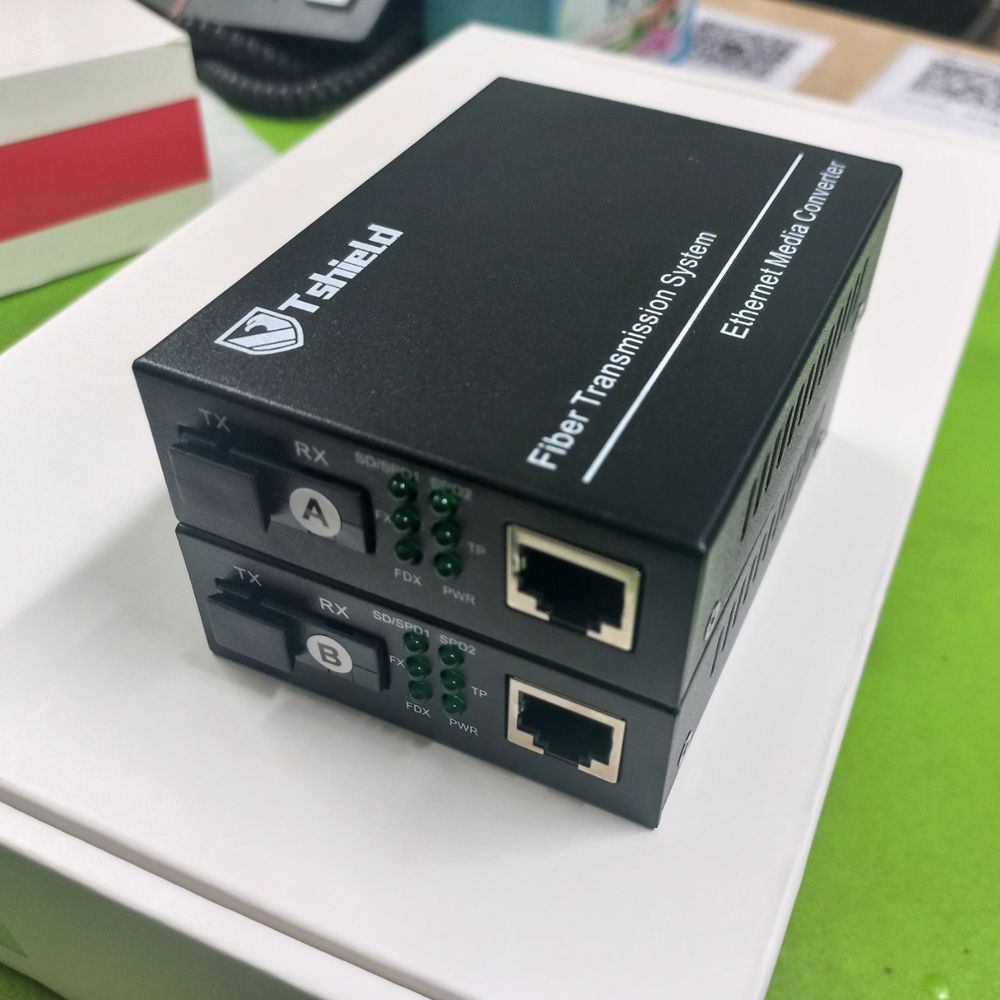 Bộ kéo dài RJ45 qua cáp quang Single mode 20Km Gigabit chính hãng T-Shield TS-G1E1-3