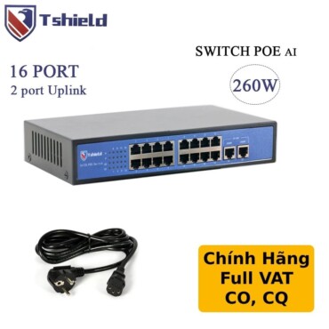 Switch mạng POE 16 cổng + 2 Uplink tốc độ 10/100Mbps chính hãng Tshield TS-G1602FNC - Phụ Kiện Điện Tử Việt Nam