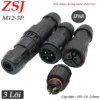 Đầu cút nối điện chống nước chuẩn IP68 chính hãng ZSJ M12 - 3 Lõi