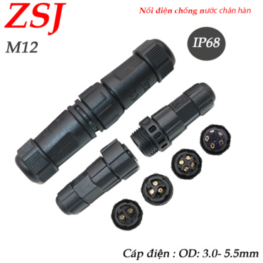 Đầu cút nối điện chống nước chuẩn IP68 chính hãng ZSJ M12 - Phụ Kiện Điện Tử Việt Nam