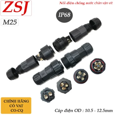Đầu nối điện chống nước chuẩn IP68 ZSJ M25