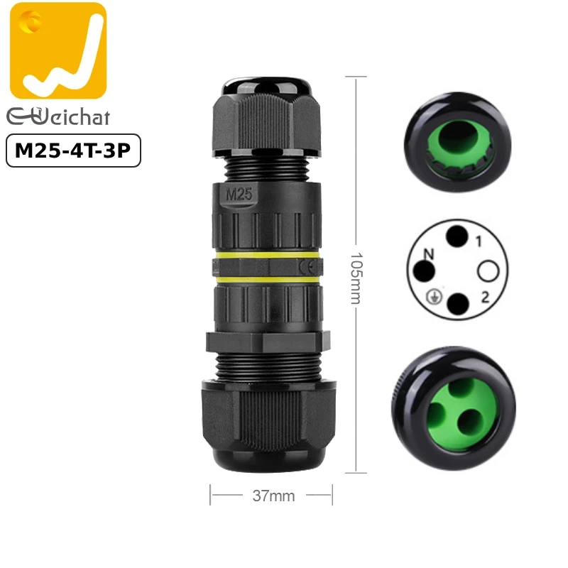 Đầu chia điện 3 nhánh chống nước IP68 E-Weichat EW-M25-4T
