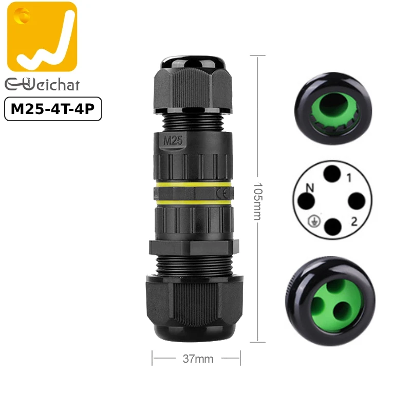 Đầu chia điện 3 nhánh chống nước IP68 E-Weichat EW-M25-4T