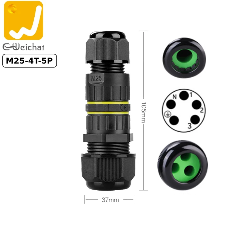 Đầu chia điện 3 nhánh chống nước IP68 E-Weichat EW-M25-4T