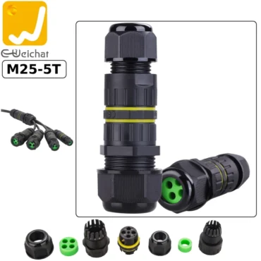Đầu chia điện 4 nhánh chống nước IP68 E-Weichat EW-M25-5T