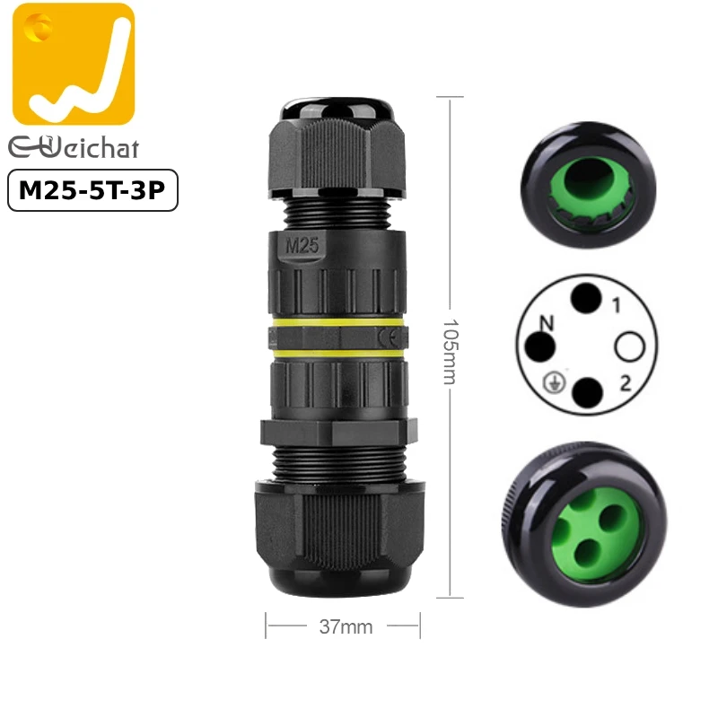 Đầu chia điện 4 nhánh chống nước IP68 E-Weichat EW-M25-5T