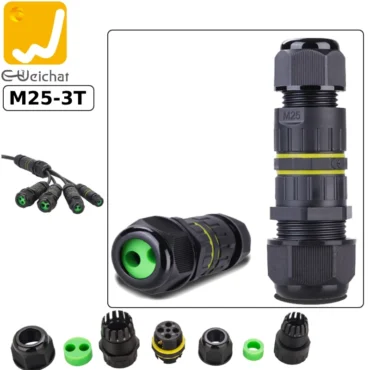 Đầu cút chia điện chống nước IP68 2 nhánh E-Weichat EW-M25-3T