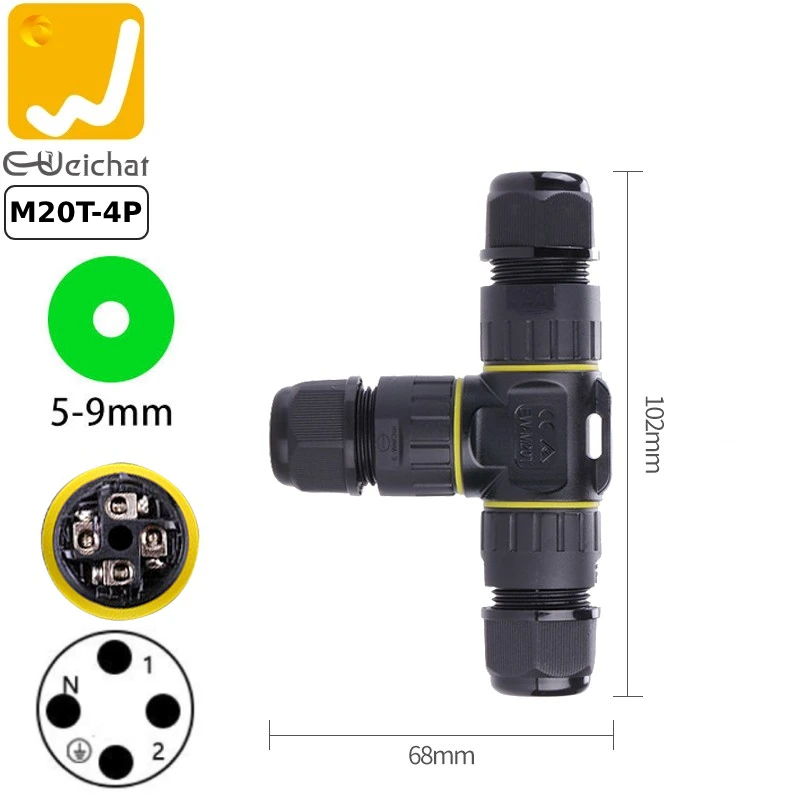 Đầu nối điện chống nước chữ T E-Weichat EW-M20T