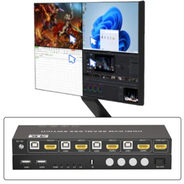 Bộ gộp HDMI 4K KVM Multi Viewer 4 vào 1 ra với nhiều chế độ hiển thị khác nhau