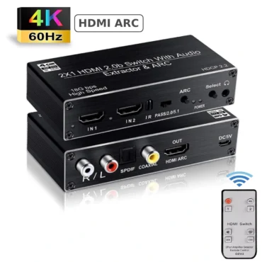 Bộ chuyển mạch HDMI 2 ra 1 HDMI ARC và Audio OZV2
