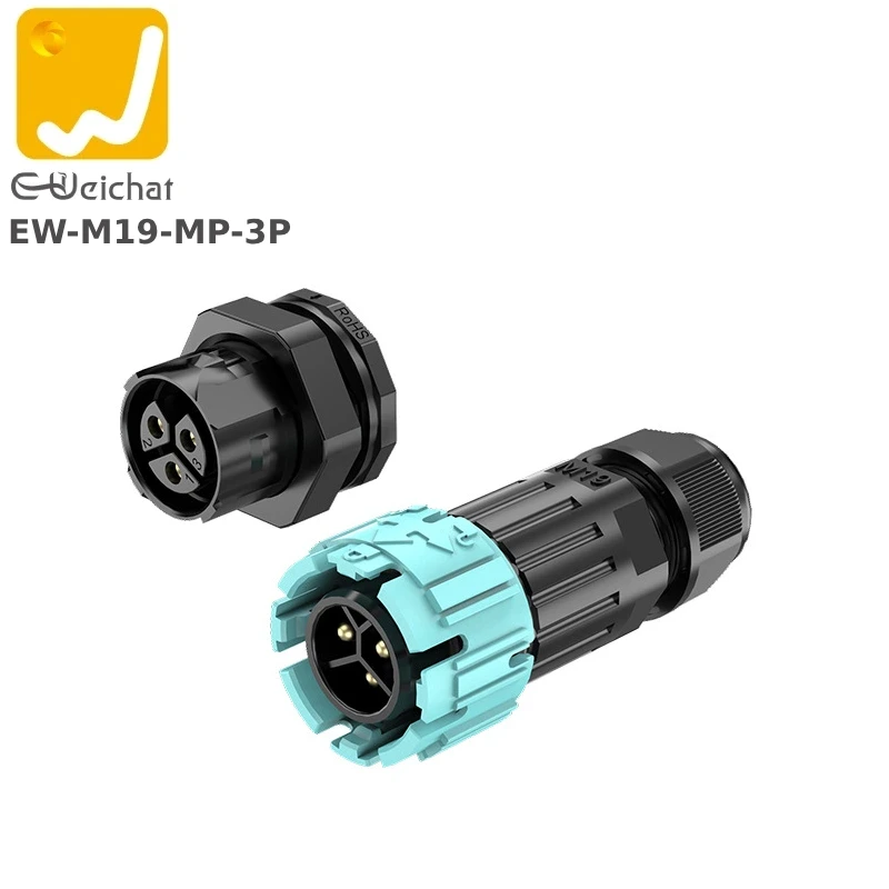 Đầu nối điện chống nước lắp mặt bích E-Weichat EW-M19-MP-3P
