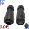 Đầu khớp nối dây điện, dây điều khiển chống nước IP68 ZSJ-M19-MFS chân hàn - 10 chân