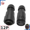 Đầu khớp nối dây điện, dây điều khiển chống nước IP68 ZSJ-M19-MFS chân hàn - 12 chân