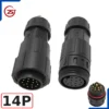 Đầu khớp nối dây điện, dây điều khiển chống nước IP68 ZSJ-M19-MFS chân hàn - 14 chân