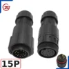 Đầu khớp nối dây điện, dây điều khiển chống nước IP68 ZSJ-M19-MFS chân hàn - 15 chân