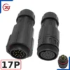 Đầu khớp nối dây điện, dây điều khiển chống nước IP68 ZSJ-M19-MFS chân hàn - 17 chân