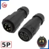 Đầu khớp nối dây điện, dây điều khiển chống nước IP68 ZSJ-M19-MFS chân hàn - 5 chân