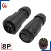 Đầu khớp nối dây điện, dây điều khiển chống nước IP68 ZSJ-M19-MFS chân hàn - 8 chân