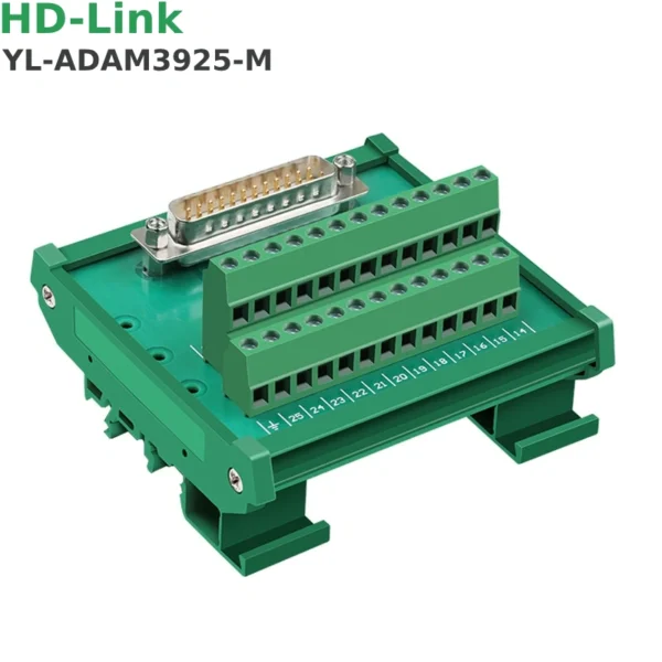 Đầu nối DB25 đực cái gắn thanh ray DIN terminal block HD-Link YL-ADAM39025-M/F